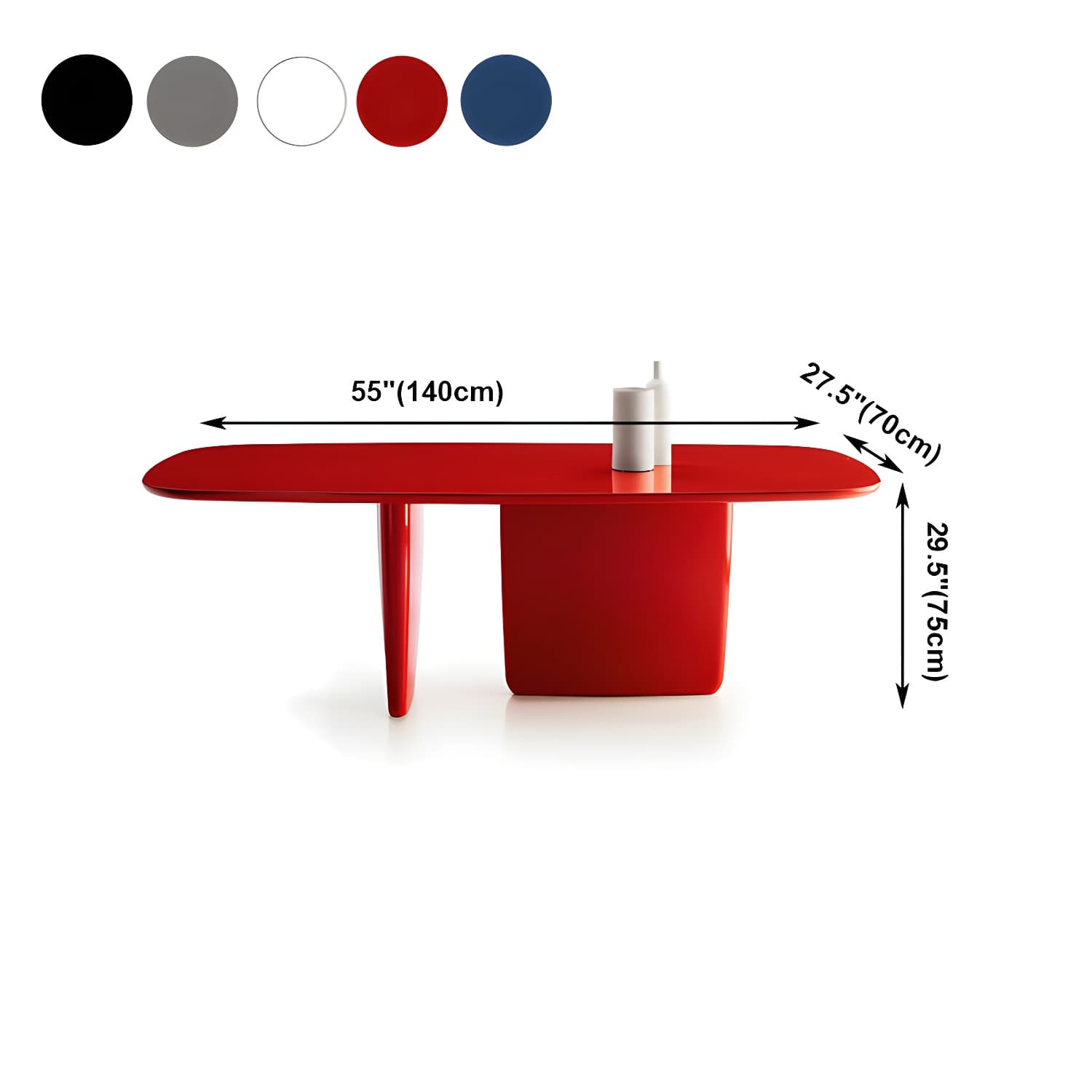 Rectangle Solid Wood Dining Table Modern Table with Double Pedestal Base thumbnail 9
