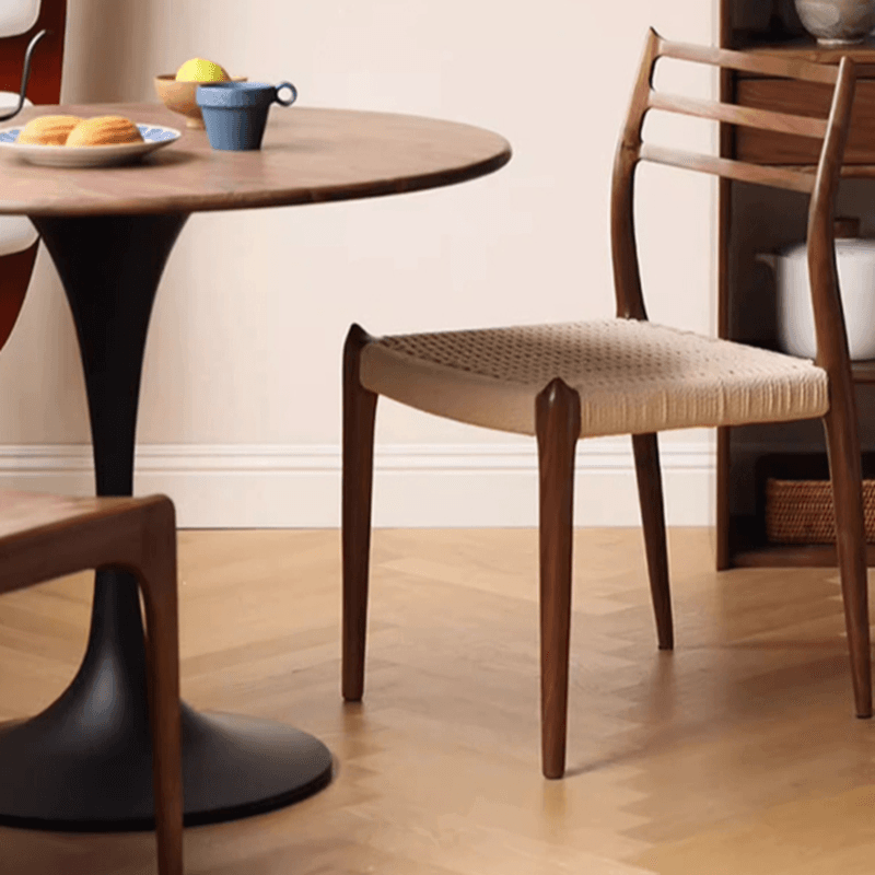 Minimalist Rubberwood Circular Standard Height Dining Table with a Sepia/Natural Color Fixed Table Top and Tulip Base for 2 People thumbnail 10