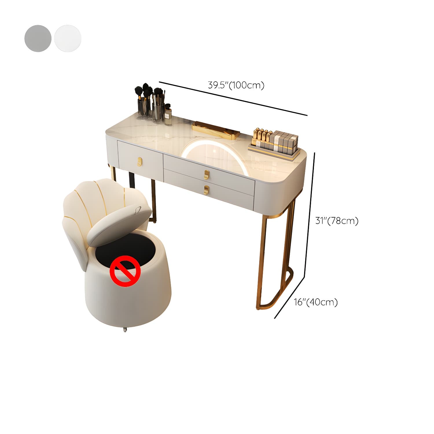 Luxurious Vanity Dressing Table Solid Wood Vanity Set with Stool and Mirror thumbnail 24