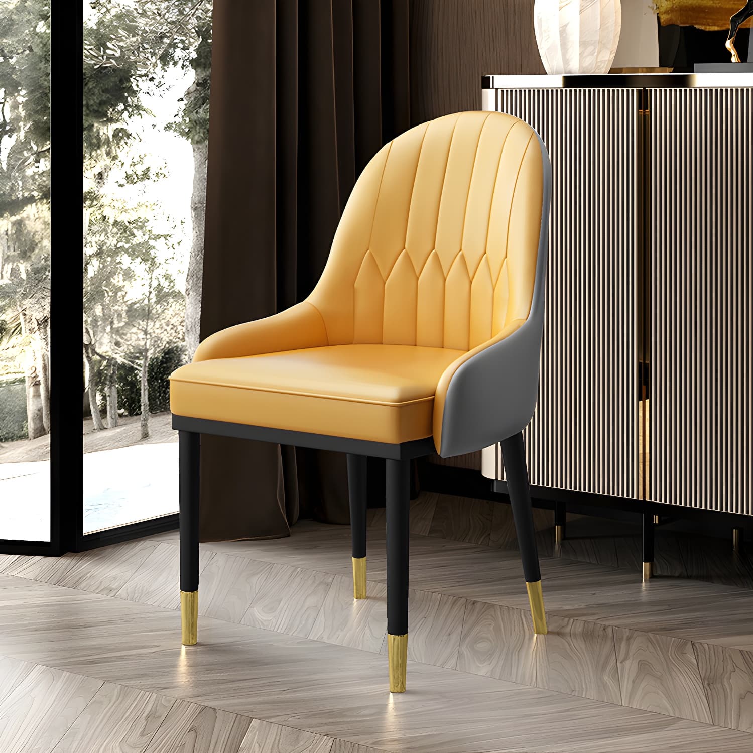 Leather Kitchen Side Chair 19'' Wide Dining Parsons Chair for Restaurant thumbnail 8