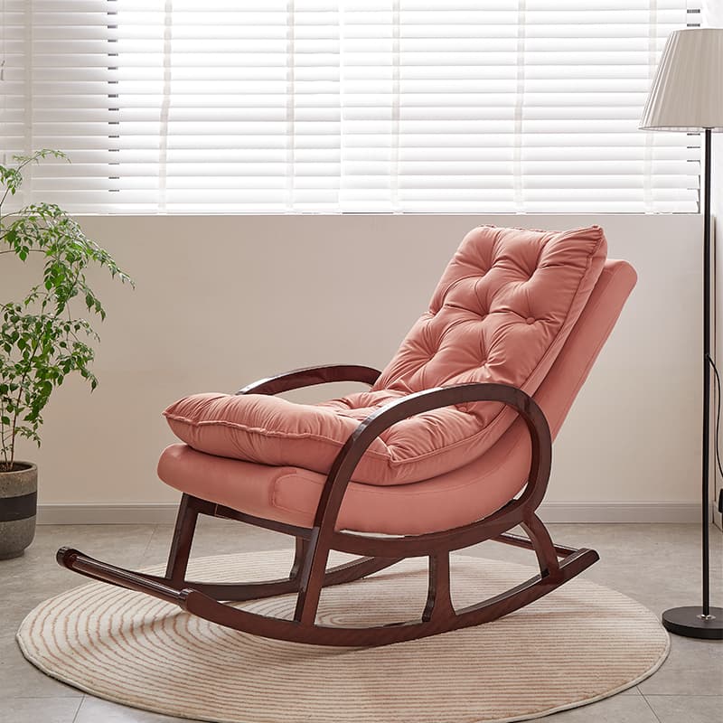Grey/Blush/Light Green Modish Upholstered Rocking Accent Chair with Round Arm thumbnail 8