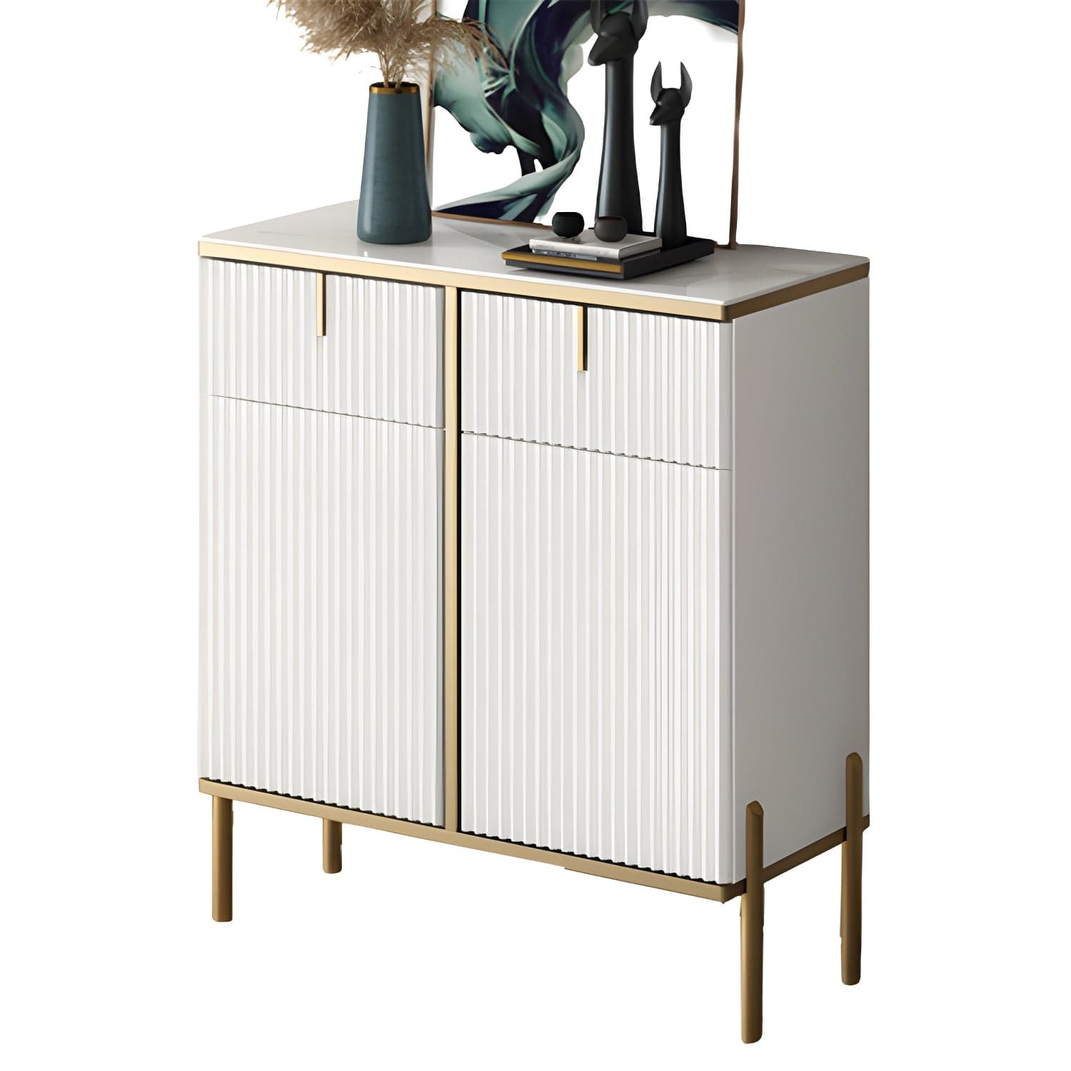 Glam Style Buffet Sideboard Sintered Stone Top Server with Door and Drawer - image 4