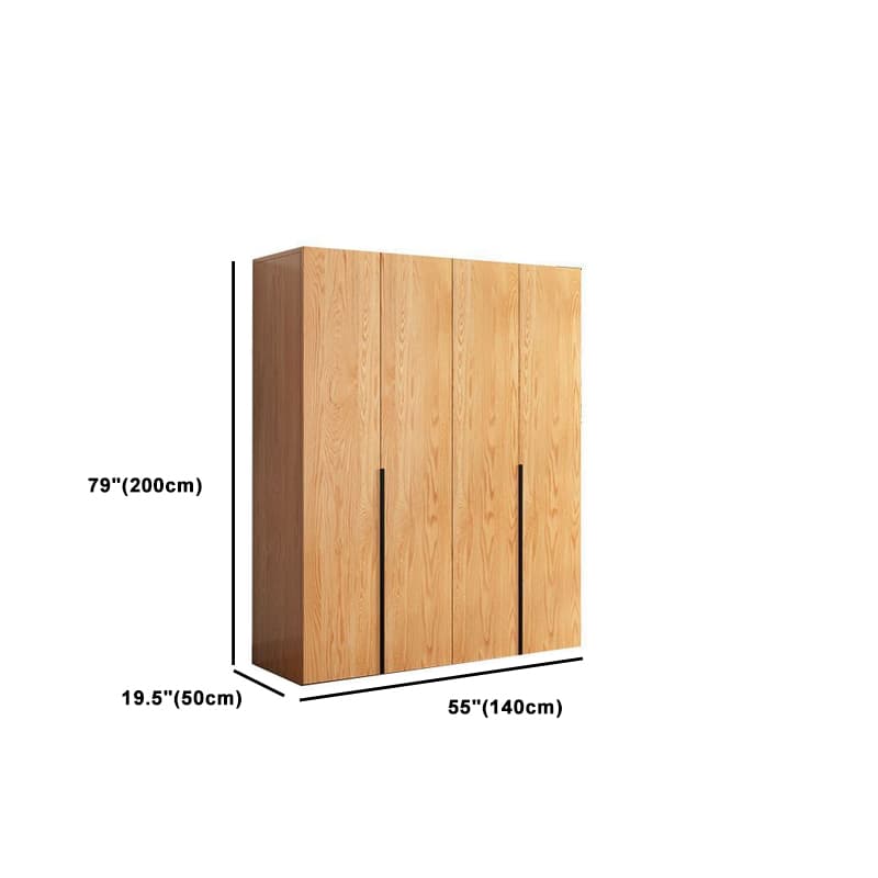 Natural Wood Freestanding Wardrobe Closet with Natural Doors thumbnail 12