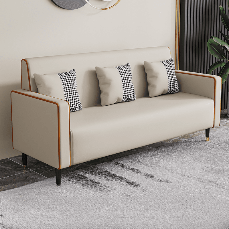 Casual Solid Color Water Resistant Sofa Couch in Grey/Cream/Citrus Color for 3 Person with Square Arm and 3 Pillows thumbnail 18