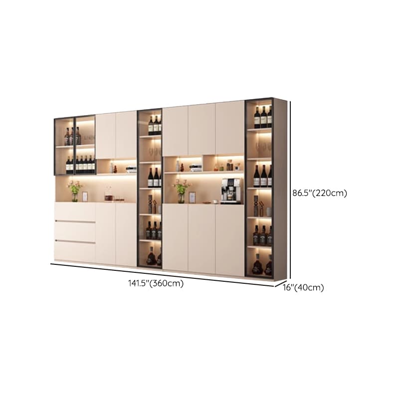 Off-White Contemporary Wood Buffet Sideboard with Cabinets and Shelves thumbnail 32