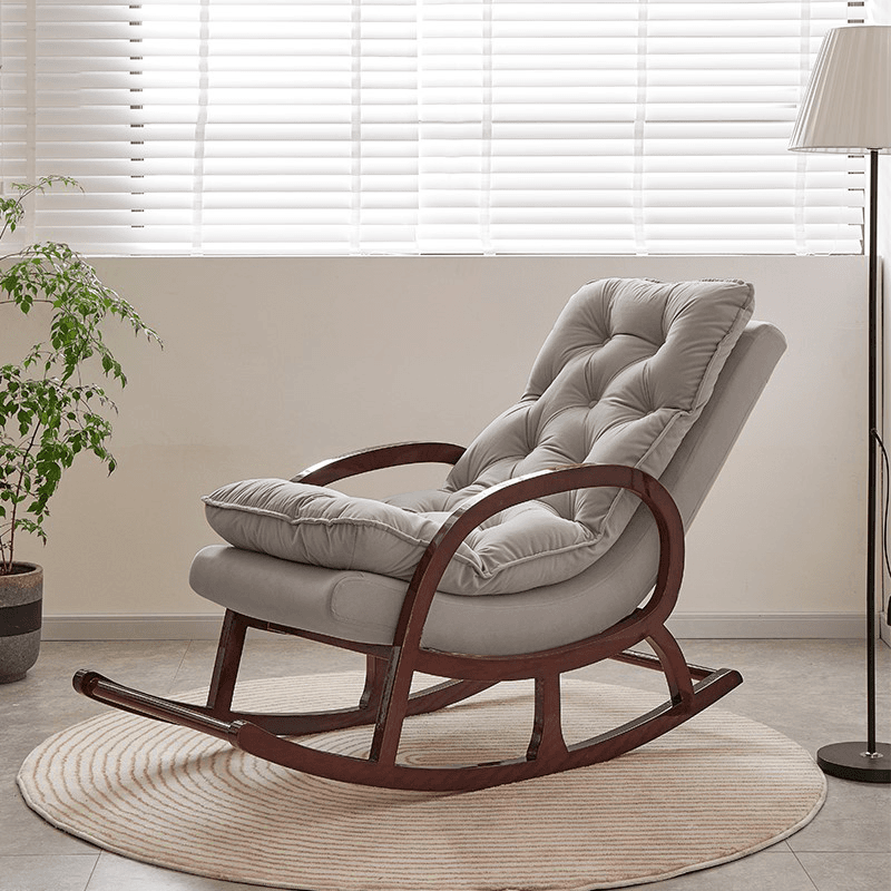 Grey/Blush/Light Green Modish Upholstered Rocking Accent Chair with Round Arm thumbnail 6
