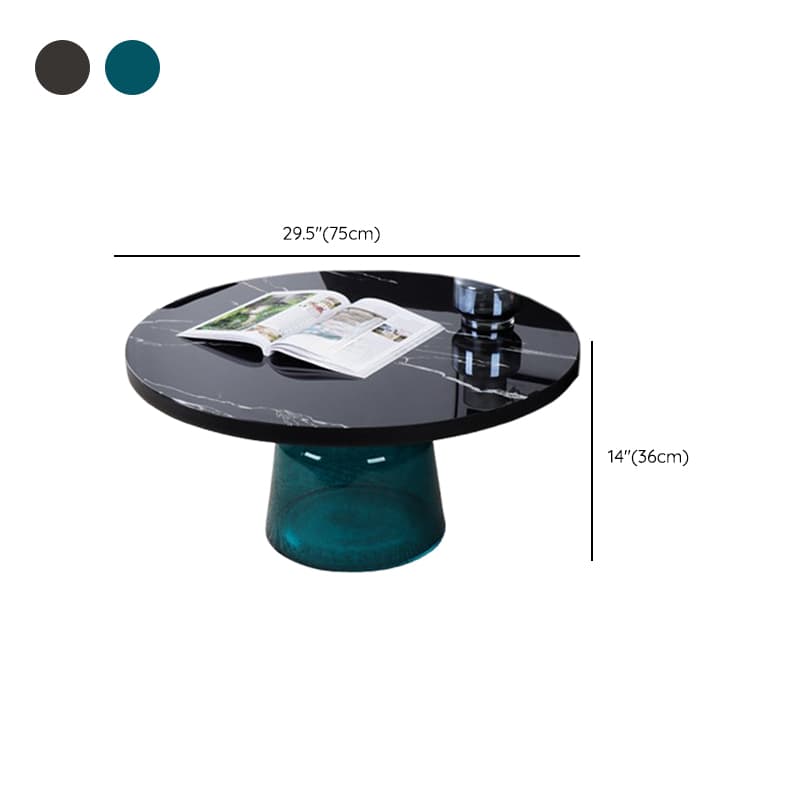 Simplistic Single Side Table with Hardened Glass and Plinth Base, Rounded Top thumbnail 28