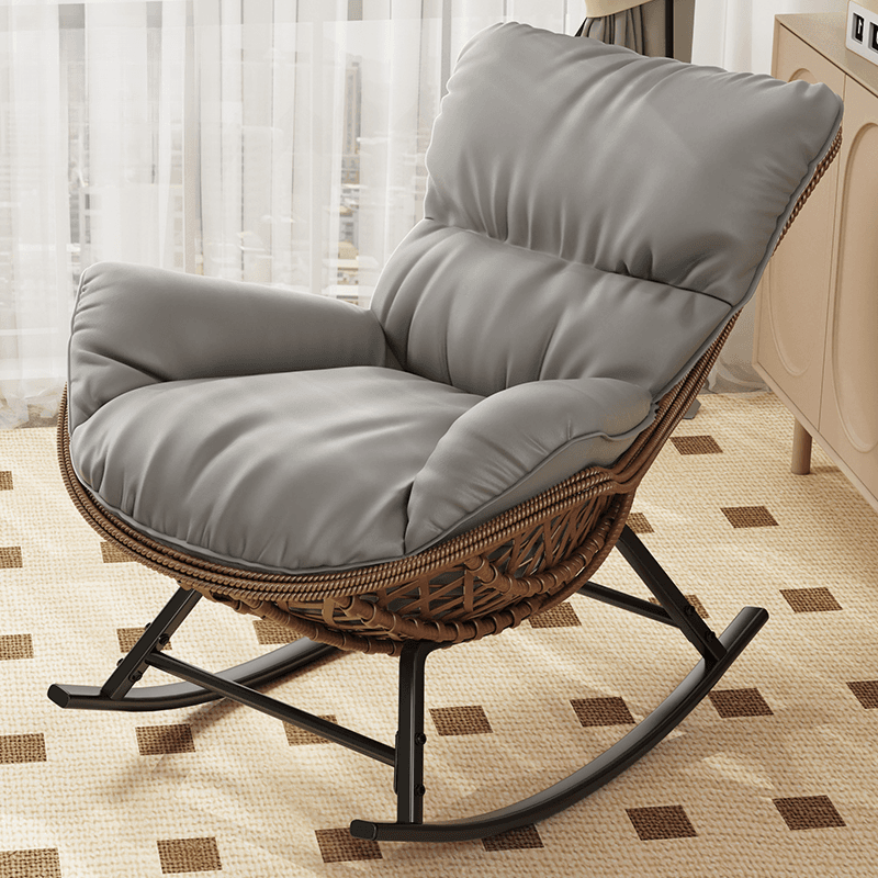 Simple Upholstered Rocking Seat with Scratch-tolerant Padded Design and Ottoman thumbnail 2