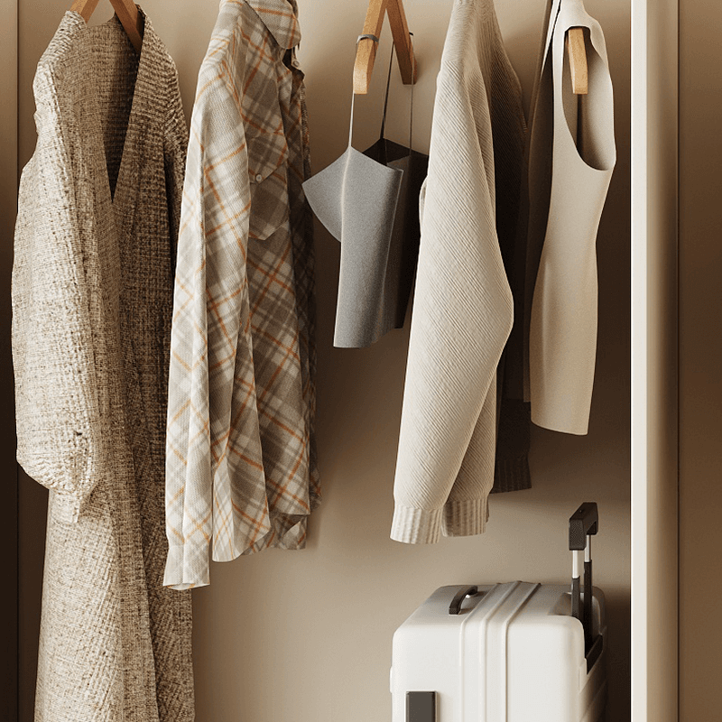 White Minimalist Manufactured Wood Independent Wardrobe Closet with Soft Close Drawer, Soft Close Door, and Interior Shelves thumbnail 8