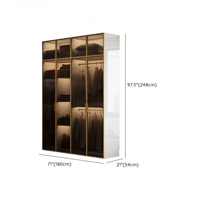 White Trendy Reclaimed Wood Almirah with Soft Close Drawer, Interior Shelves, and Hanging Rod thumbnail 25