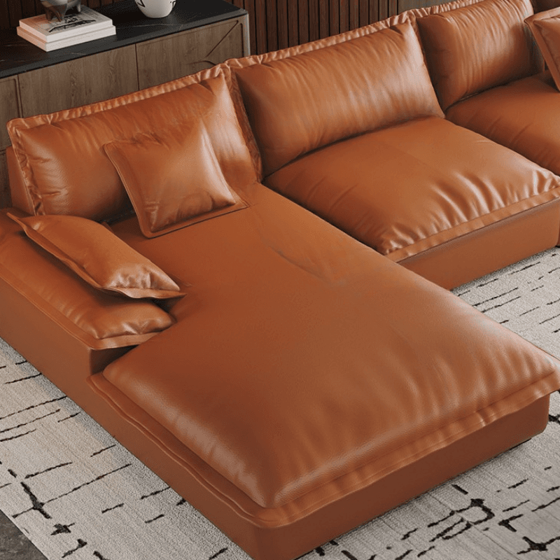 L-Shape Sofa Chaise with Dark/Cream/Cocoa Upholstery and Cotton Seat Fill thumbnail 8