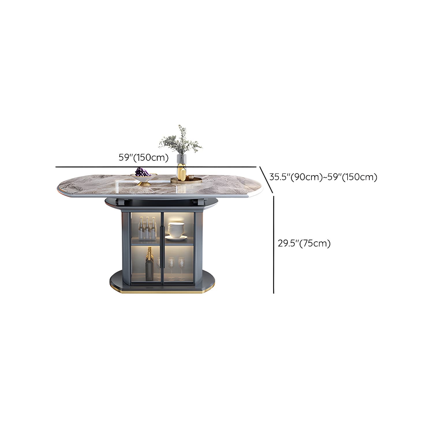 Modern Style Stone Furniture 1/5/7/9/11 Pcs Round Shape Dinette Table with Dining Chair thumbnail 14