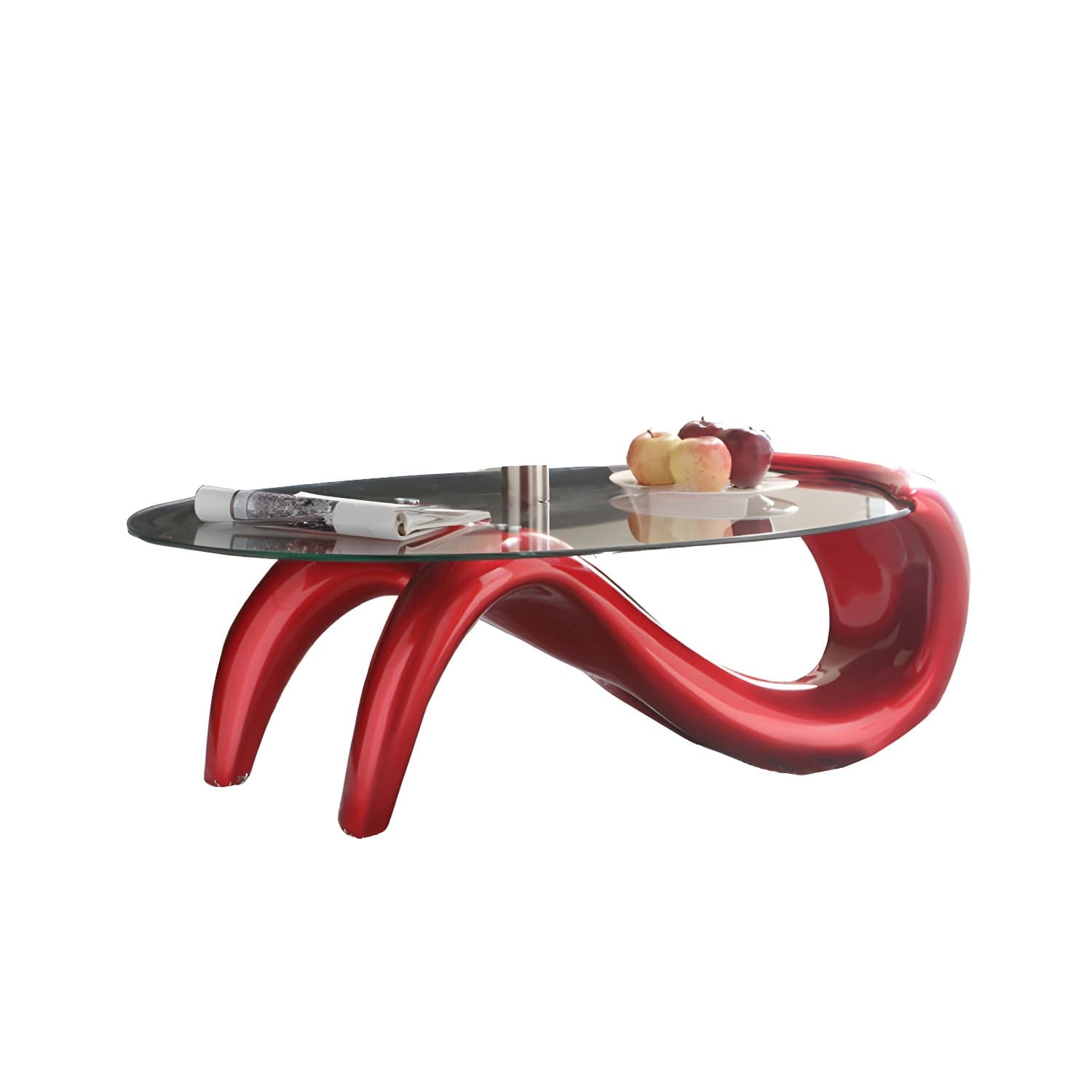 Glass Top Cocktail Table Oval Modern Minimalist Coffee Table thumbnail 15
