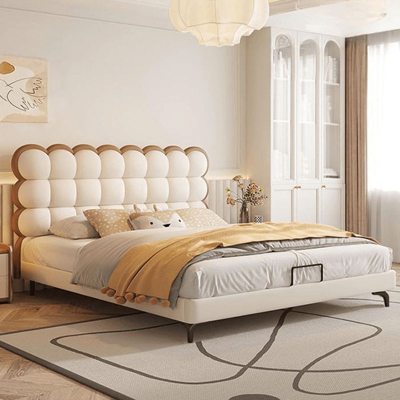 Solid Color Storage Included Panel Bed with Stitch-tufted Panel Headboard and Sponge Upholstery thumbnail 2