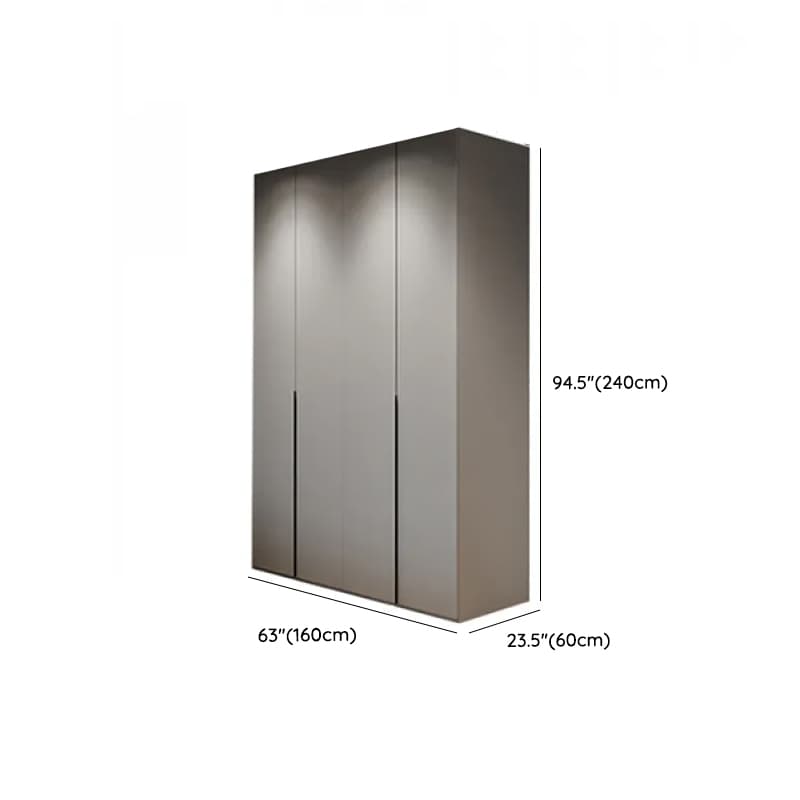 Dove Grey Minimalist Manufactured Wood Wardrobe Closet with Compartments, Soft Close Door, Interior Shelves, and Clothing Rod thumbnail 14