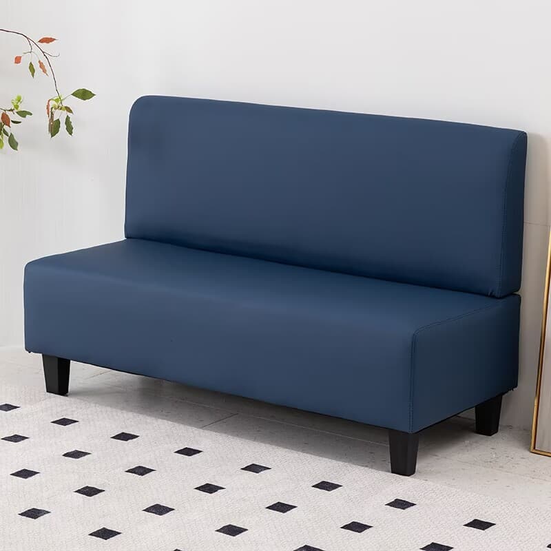 Contemporary Modern Solid Color Stain Resistant Loveseat in Gray/White/Cerulean for 2 People with 2 Pillows thumbnail 3