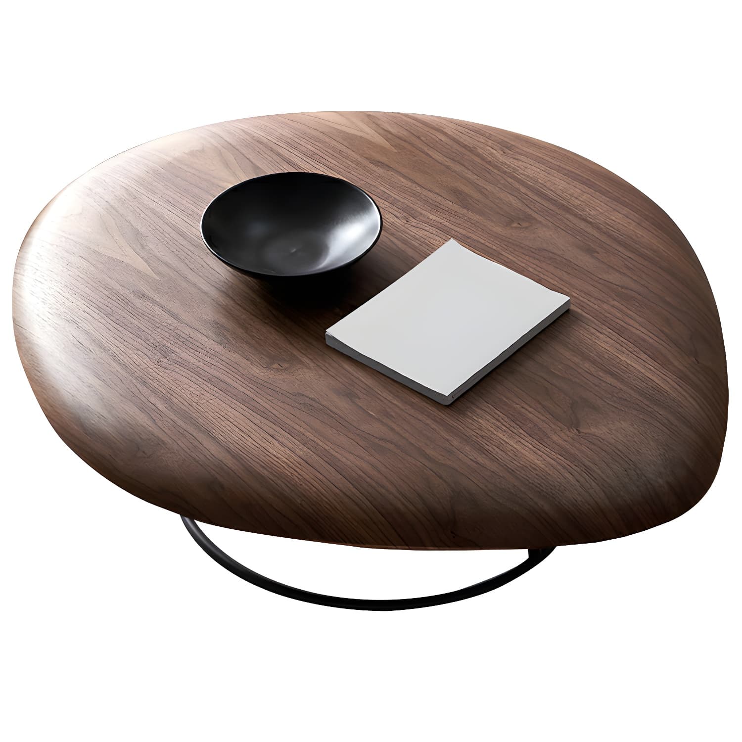 Modern Free Form Wood Coffee Table with Black Metal Frame - Storage Not Included thumbnail 6