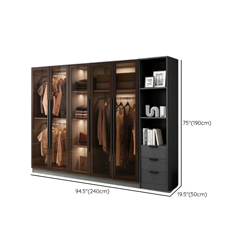 Ink Casual Lumber Wardrobe with Soft Close Door, Interior Shelves, and Hanging Rod thumbnail 23