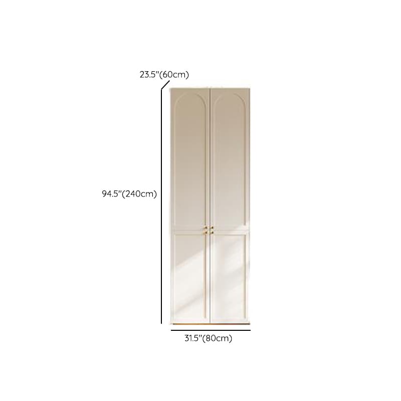 White Minimalist Manufactured Wood Wardrobe Closet with 2 Drawers, Soft Close Door, Interior Shelves, and Clothing Rod thumbnail 17