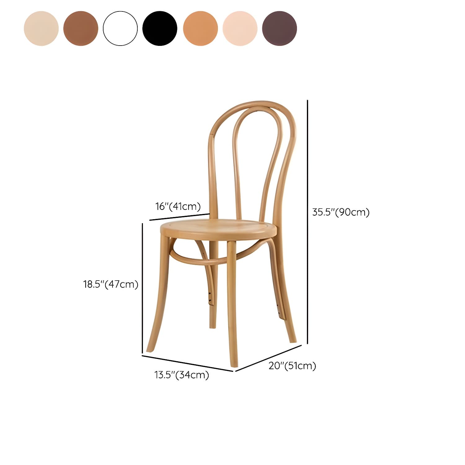 Modern Open Back Side Chair with Beech Wood Legs for Kitchen & Dining - Non-Upholstered thumbnail 27