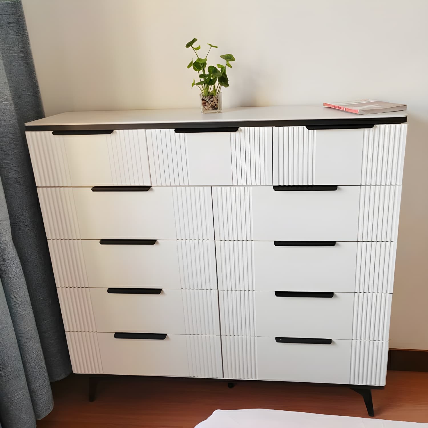 Drawers Included Modern Chest with Stone Countertop and Metal Legs thumbnail 12