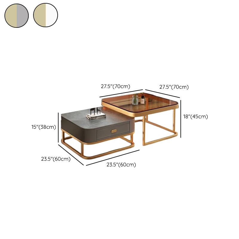 Square Double Nesting Accent Table with Framework Base for Home thumbnail 16