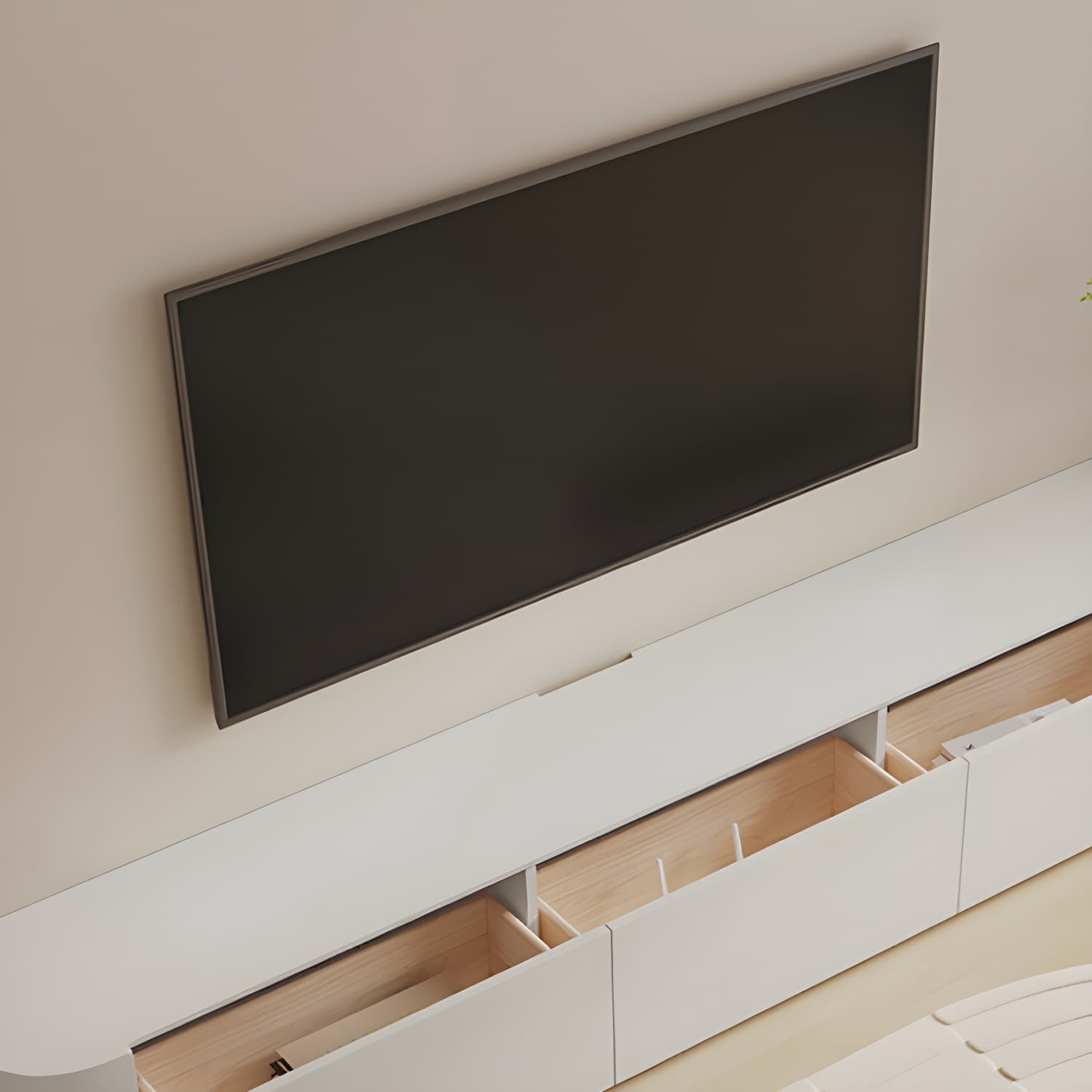 Modern Wood TV Stand Console White TV Media Stand with Drawers for Living Room thumbnail 6