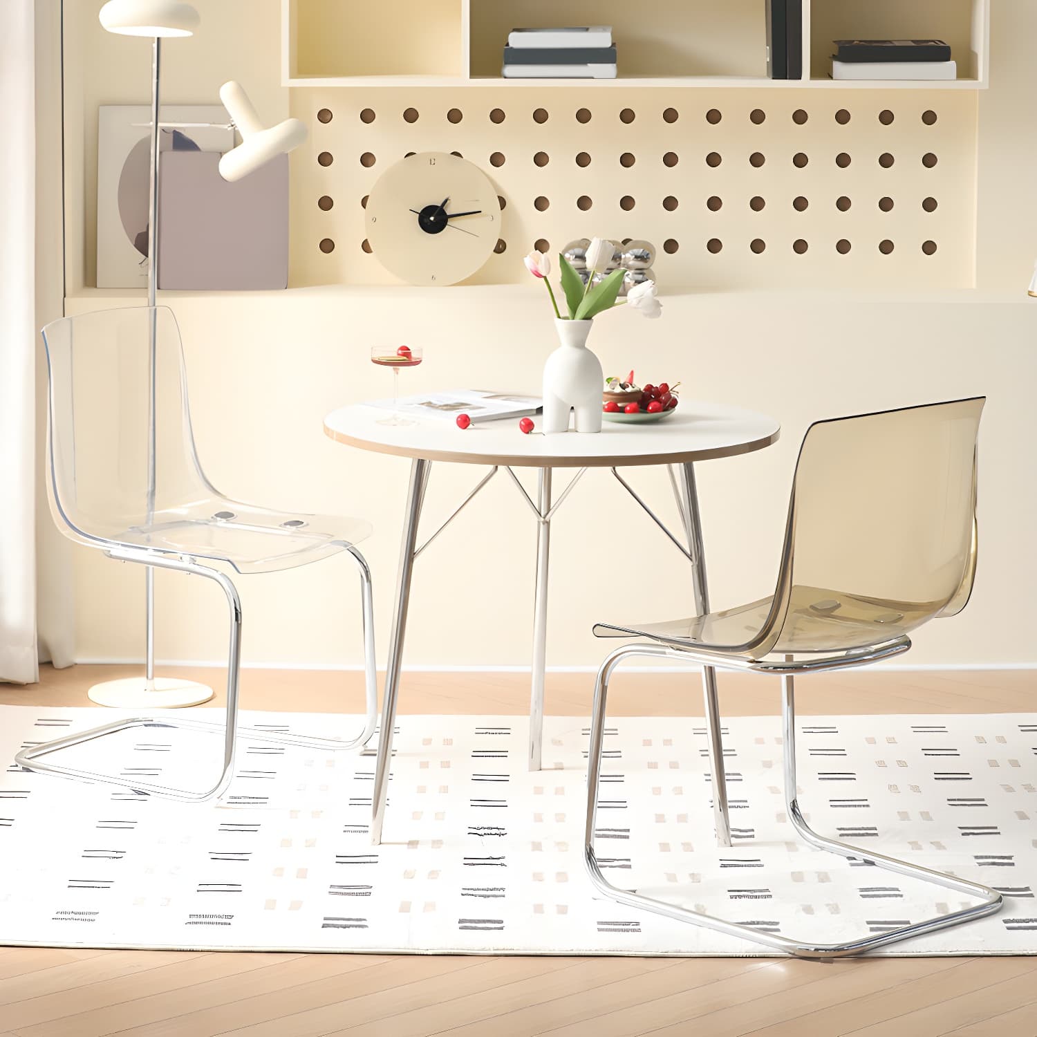 Modern Low-Back Side Chair in Plastic & Acrylic with Metal Legs - Silver thumbnail 18