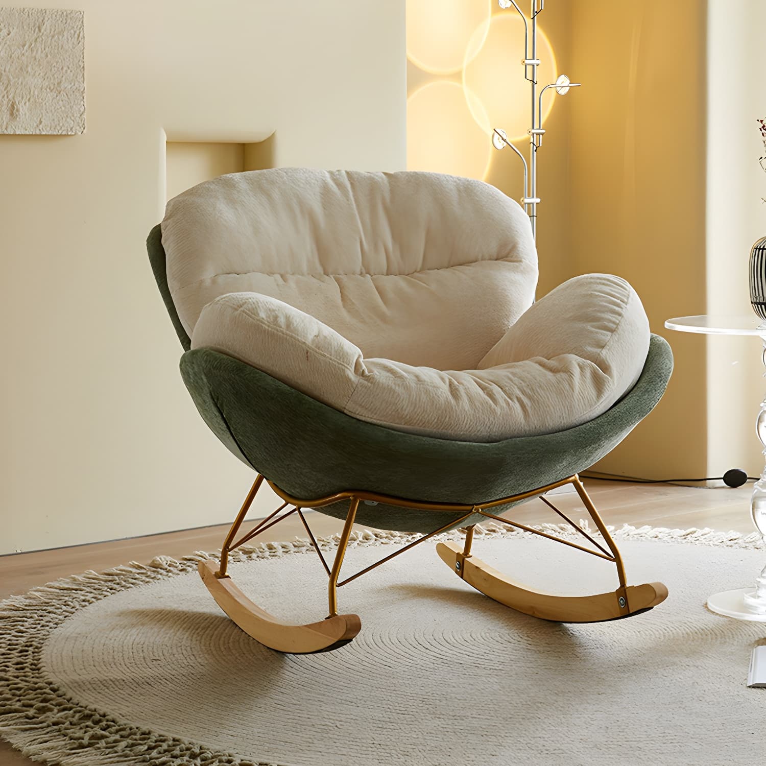 Scandinavia Rocking Accent Chair with Removable Cushions in Solid Wood thumbnail 8