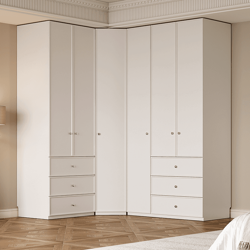 Chalk Modern Wooden Standalone Almirah with 3-Drawer/6-Drawer, Interior Shelves, and Hanging Rod thumbnail 1
