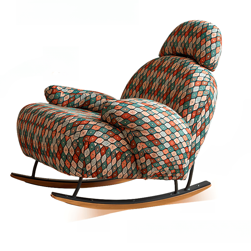 Rocking Chair Couch with Round Arm, Ottoman, Rear Back, Stationary - image 14