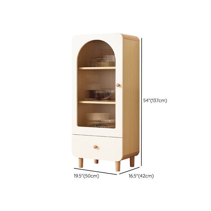 Modern White Lumber Narrow Sideboard with Single Drawer, 4 Shelves/Three Internal Shelves/Two Internal Shelves, Glass-panel Door thumbnail 30