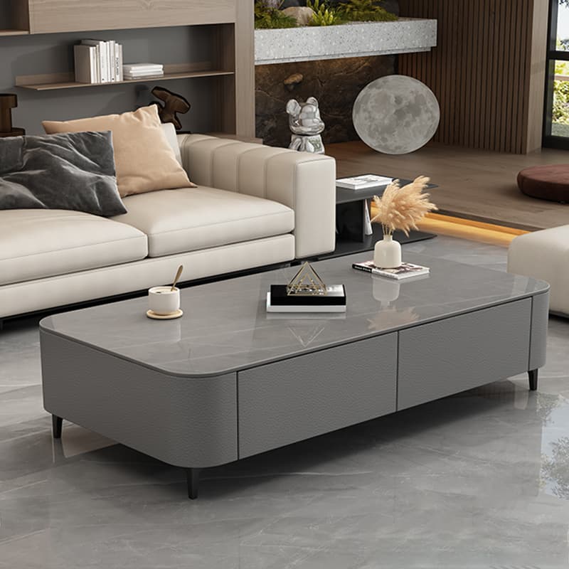 Four Leg Non-Upholstered Modern Metal Coffee Table with Storage and Drawers Standard Size thumbnail 10