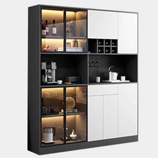Wood Living Room Sideboard Cabinet Modern Credenza with Storage and Glass Door thumbnail 7