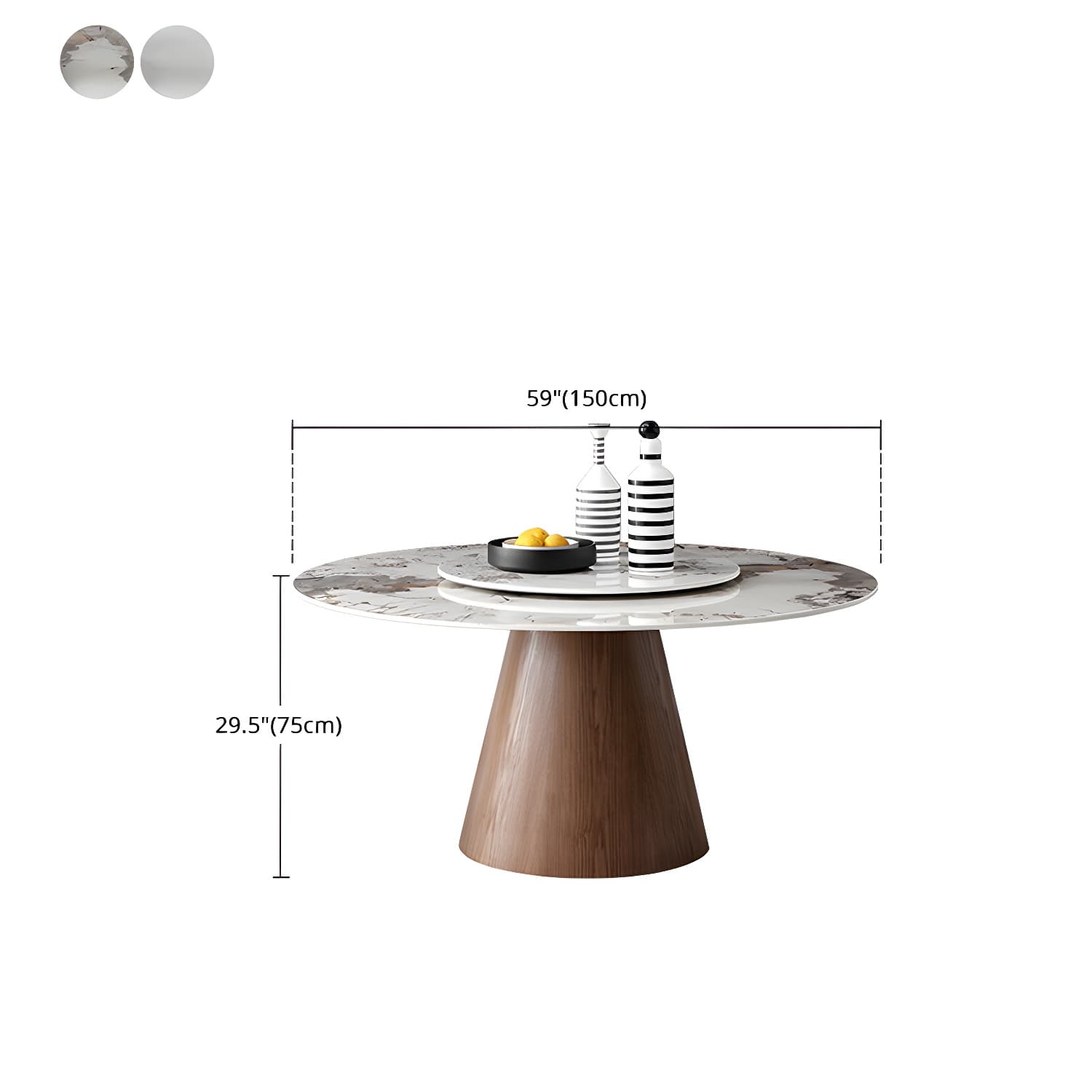 Round Sintered Stone Dining Table Stone Table in White with Pedestal thumbnail 16