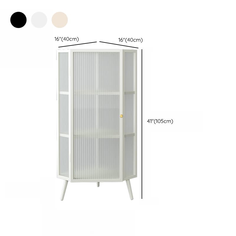 Contemporary Corner Utility Cabinet with 1 Cabinet, Iron Countertop, Glass Door, Pull Knobs, and Black/White/Off White Top thumbnail 11