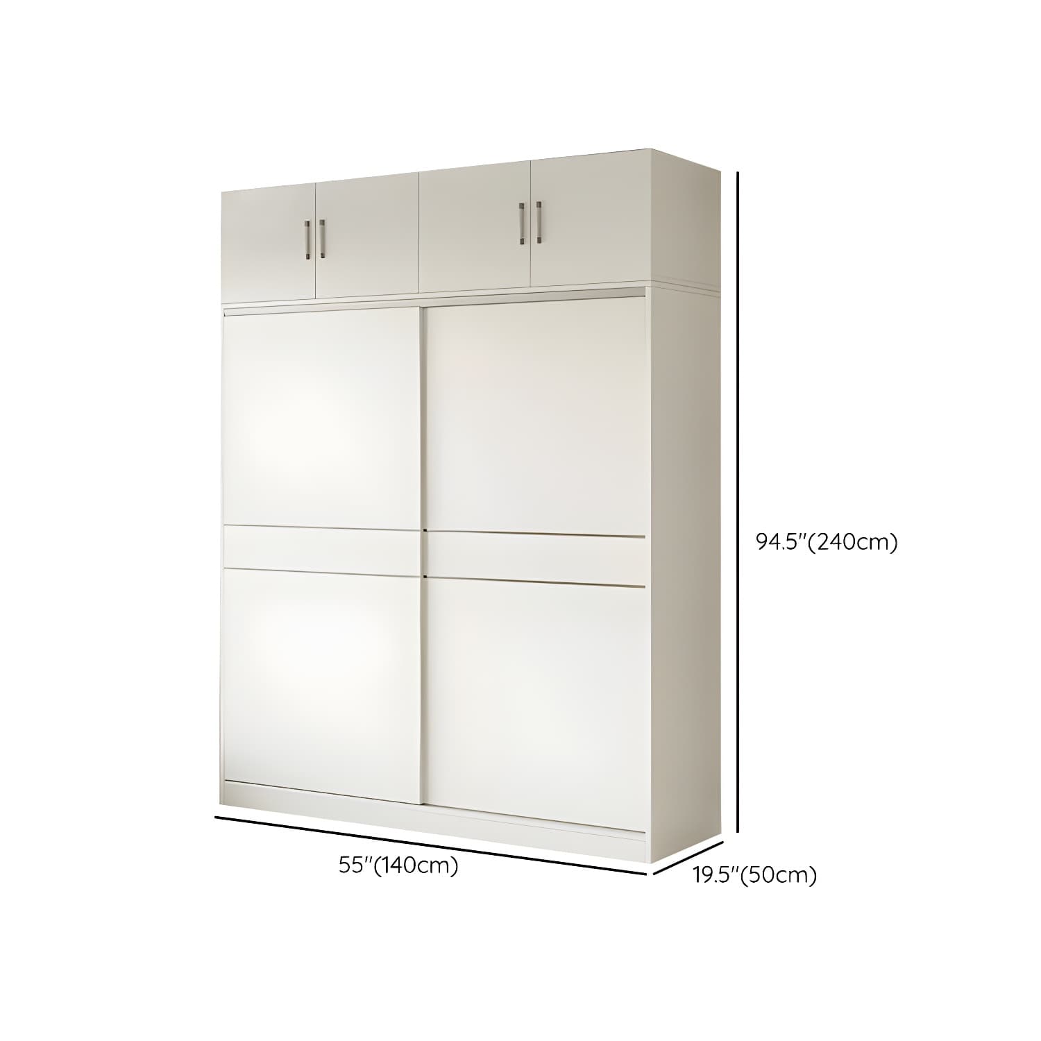 Modern White Wood Wardrobe Armoire with Sliding Doors, Shelves, and Soft Close Drawers thumbnail 21