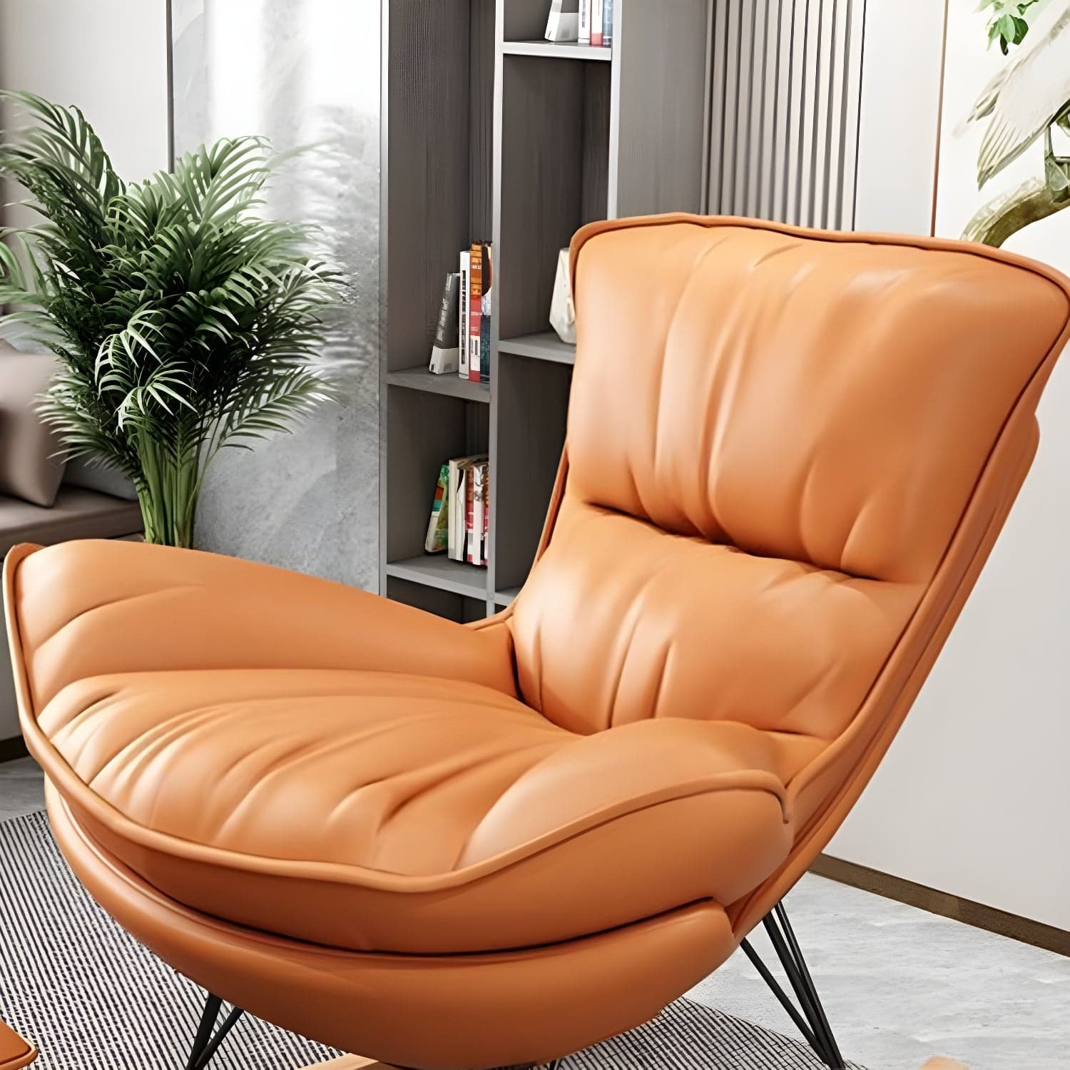 Contemporary Rocking Chair Cotton Upholstered Tufted Wing Chair Back Baby Rocking Chair thumbnail 12