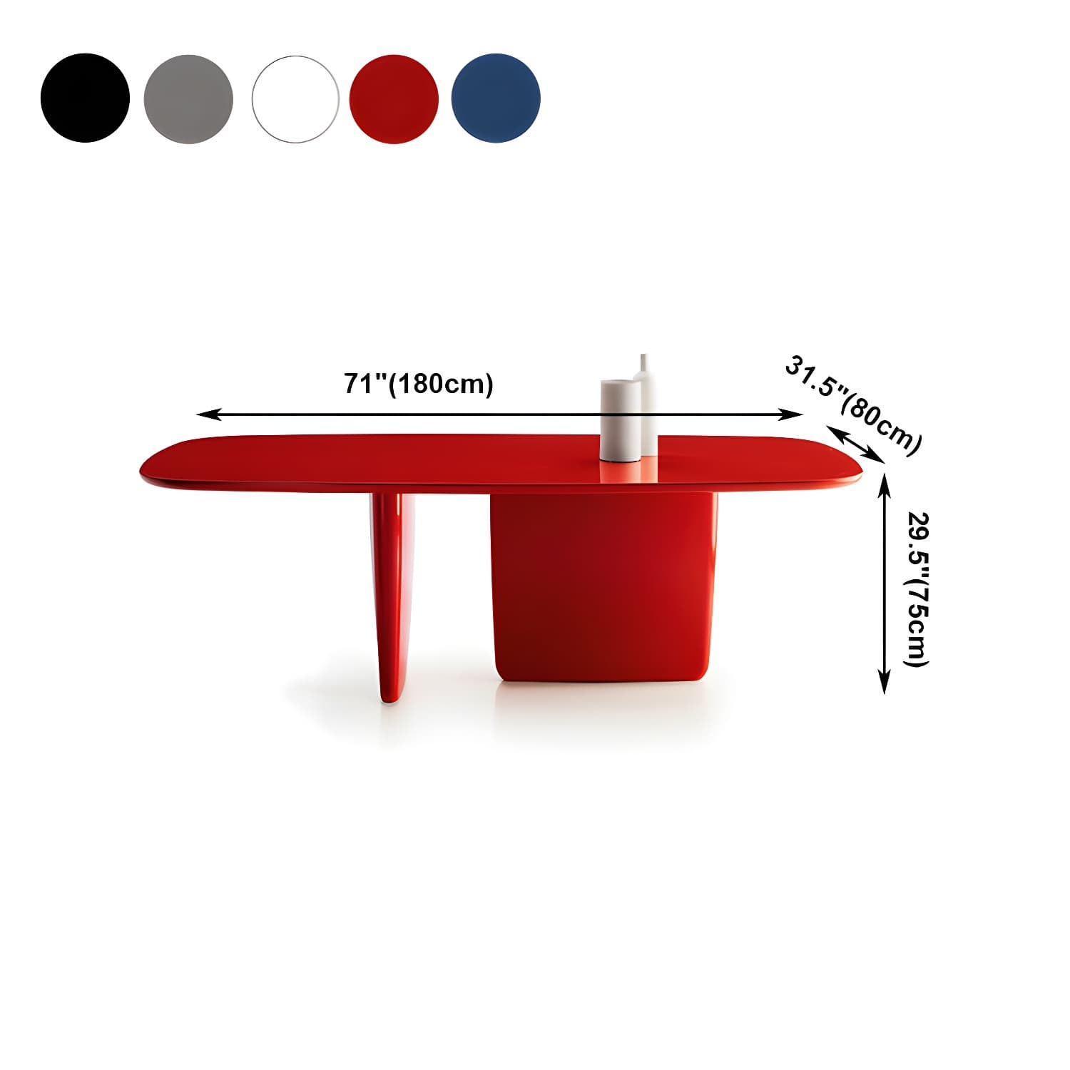 Rectangle Solid Wood Dining Table Modern Table with Double Pedestal Base thumbnail 11