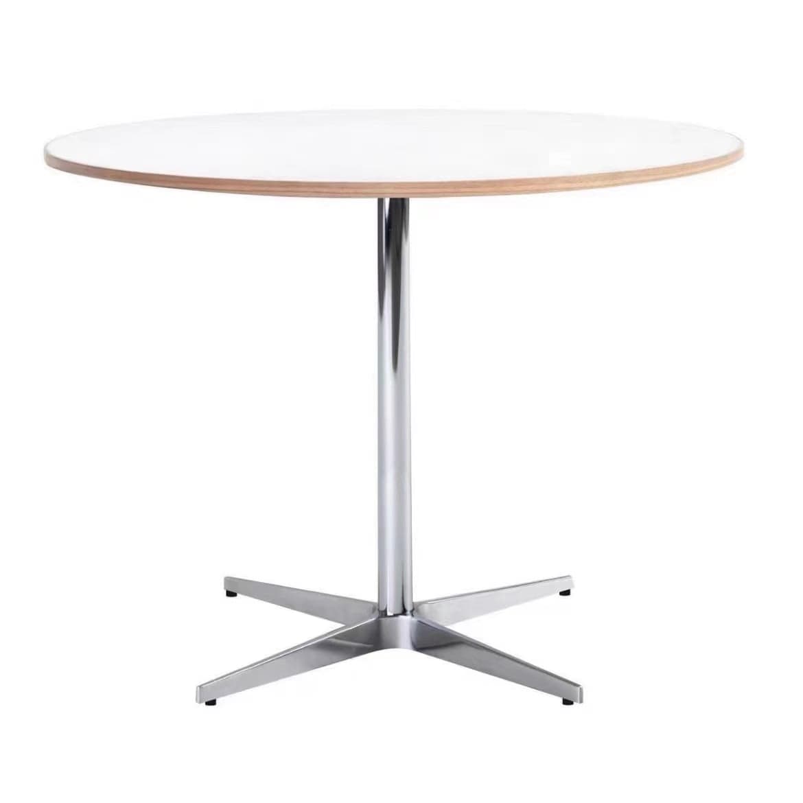 Trendy Orbicular Dining Table with Timber Top, Fixed Table Mechanism in Cerulean/Green/Apricot Color thumbnail 9
