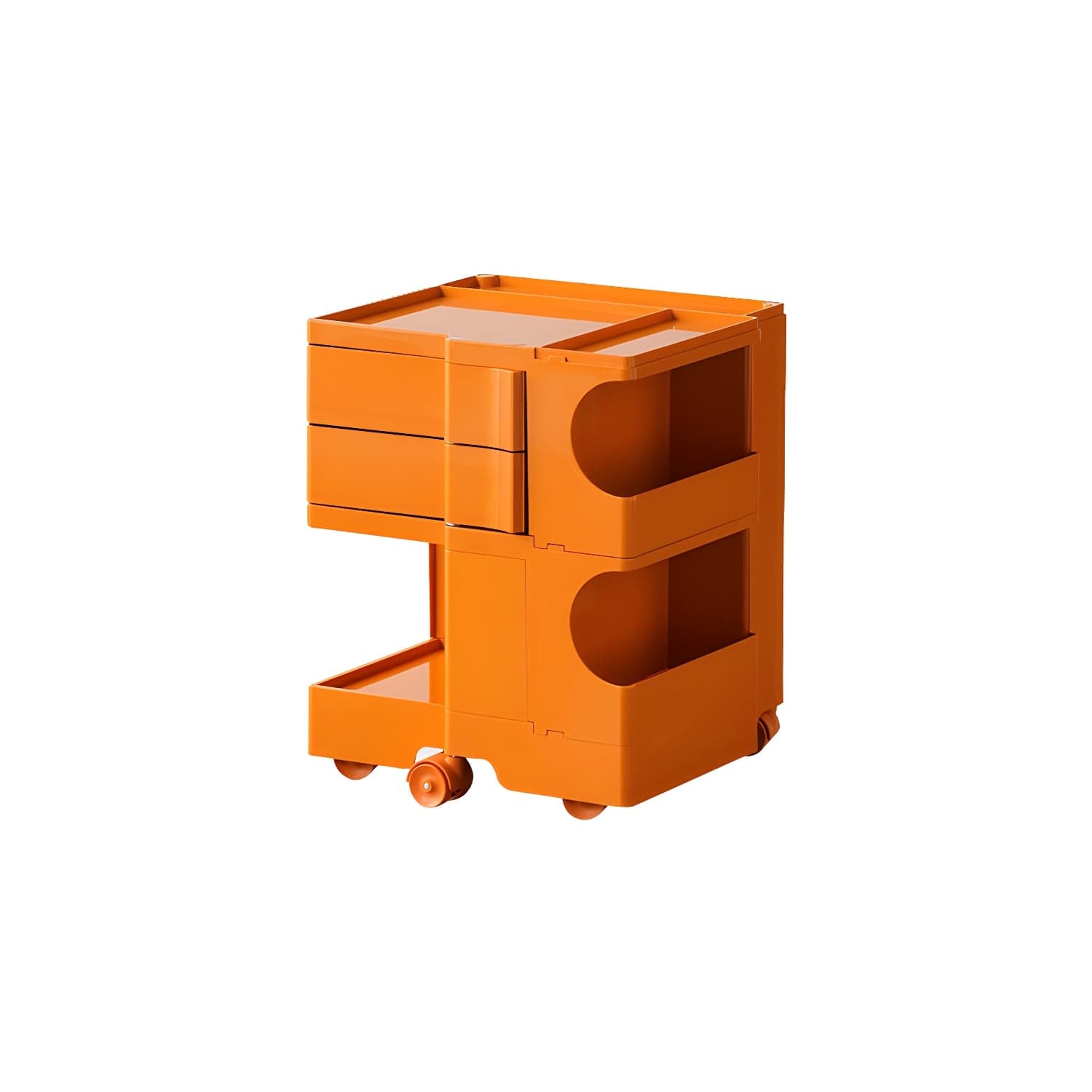 Modern Plastic Night Table Open Storage Night Stand with Wheels thumbnail 5