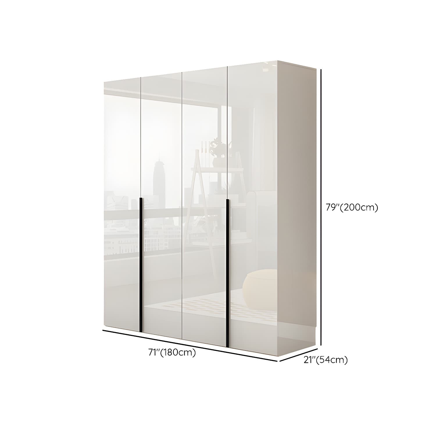 Modern White Wood Wardrobe Armoire - Drawers and Shelves Included - image 15