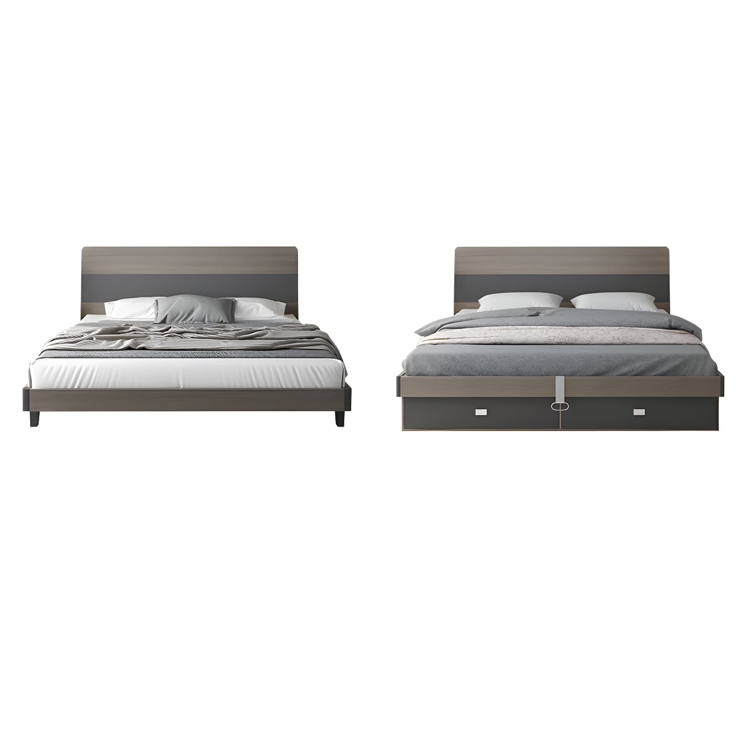 Modern Style Wood Bed with Headboard Low Profile Standard Bed thumbnail 11