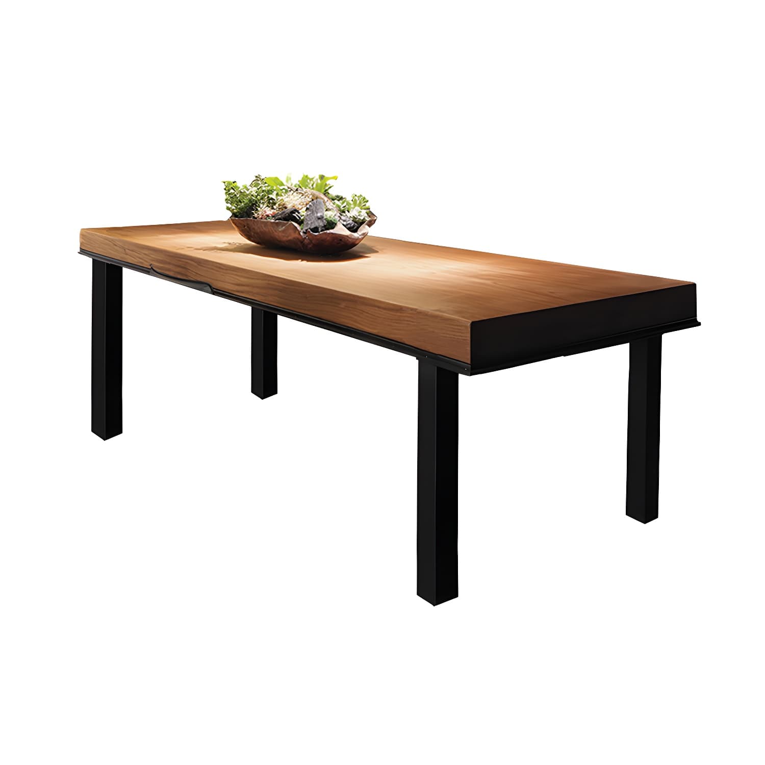 Industrial Rectangle Dining Table Pine Solid Wood Table with 4 Black Metal Legs thumbnail 5