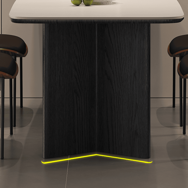 Minimalist Dining Table Set with Two-sided Pedestal, Fixed Table, Padded Chair with Back, and White Table Top thumbnail 6