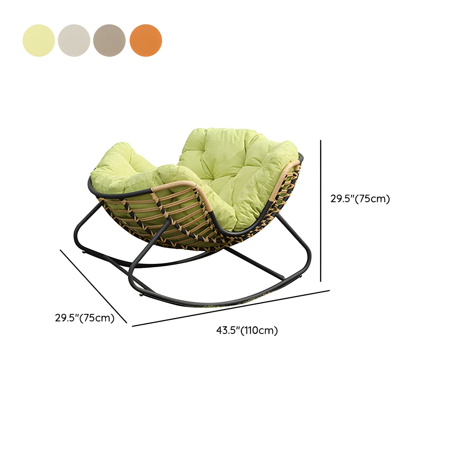 Modern Metal Upholstered Rocking Chair with Removable Back Cushion - Perfect Addition to Your Porch thumbnail 14