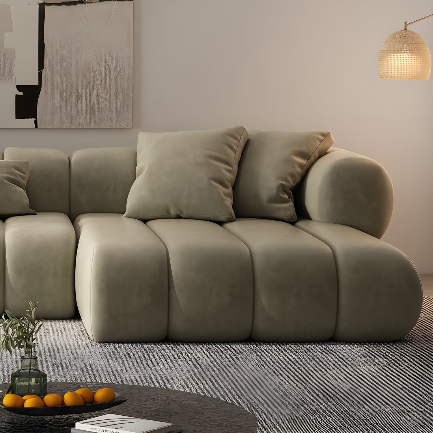 Scandinavian Green Sofa with Tuxedo Arm and Sewn Pillow Back thumbnail 13