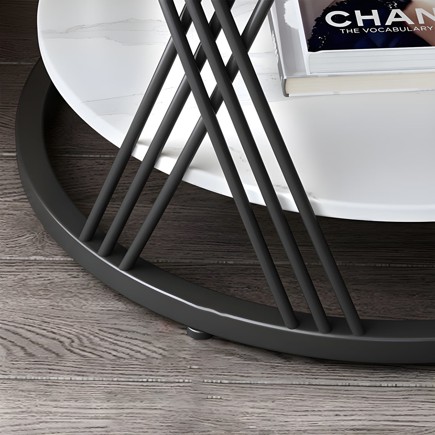 Glam Stone Top Night Table Open Storage 1-Drawer Metal Legs Included Nightstand thumbnail 8