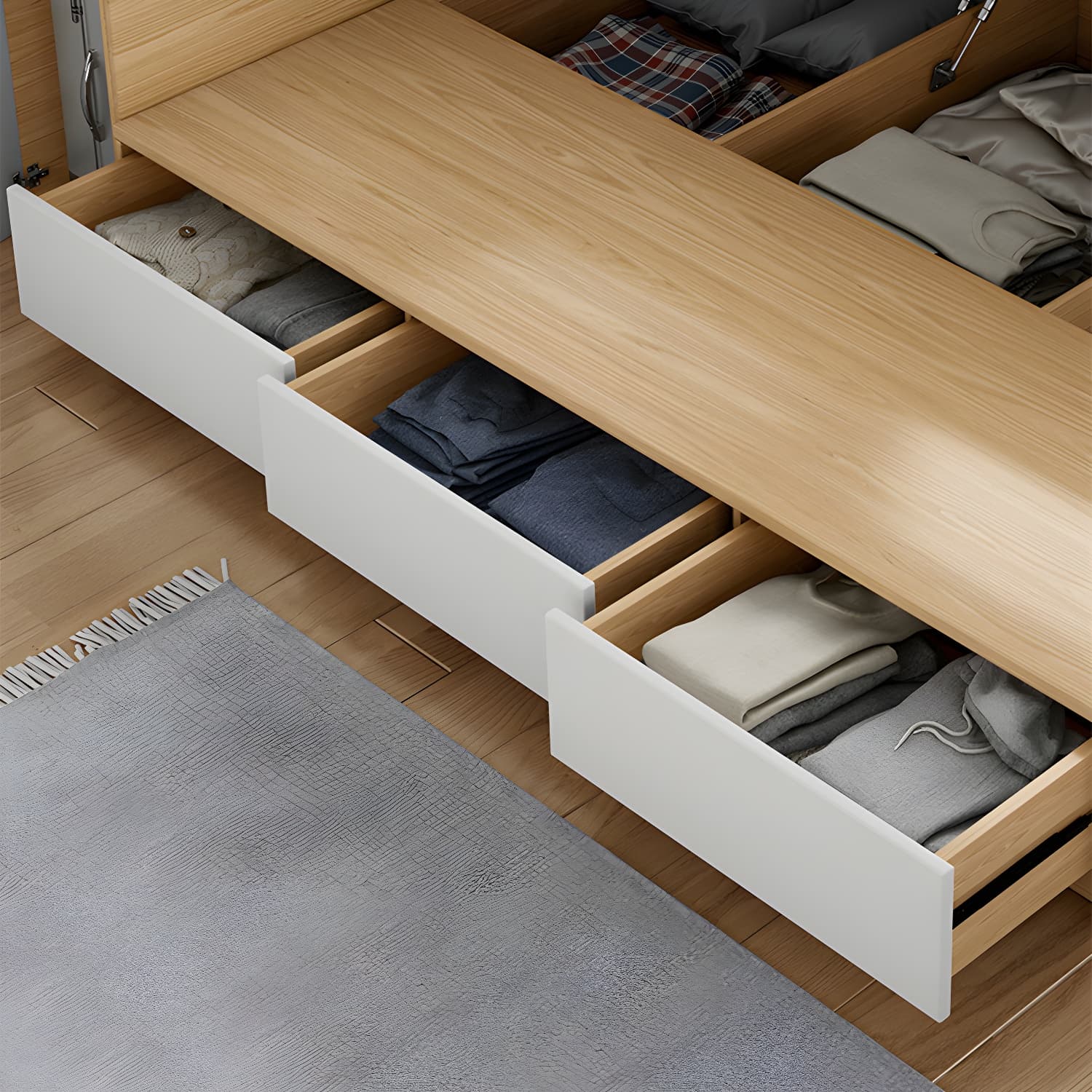 Modern Wood Platform Bed Frame Natural No Distressing Bookcase thumbnail 7