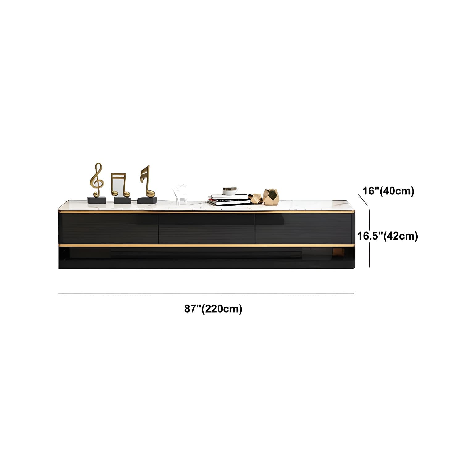 Luxurious 3-Drawer TV Stand Console 16.54-Inch H Glass TV Console thumbnail 14